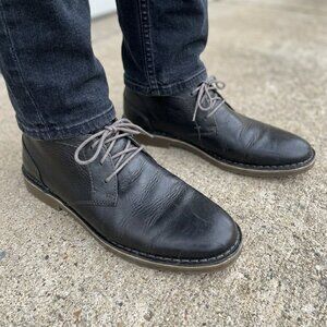 Reaction Kenneth Cole Desert Sun Black Pebbled Leather Mens Size 9 M